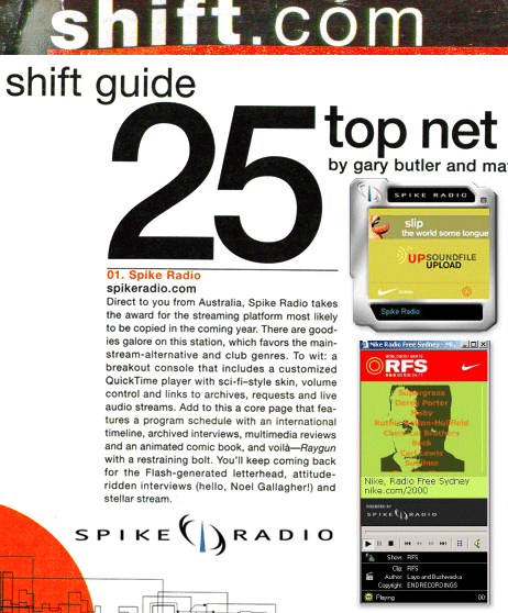 Spike Radio was rated #1 online radio by Shift magazine
